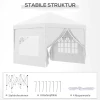 3x3m Paviljoen Met 4 Zijwanden & Ramen, Uv Bescherming, Incl. Draagtas, Staal & Oxford Stof, Wit 8