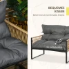 4 Delig Rattan Tuinmeubelset Met Kussens, Tuinzitgroep, 1 Glazen Salontafel, 2 Stoelen, 1 Dubbele Sofa, Elegante Zitgroep 6