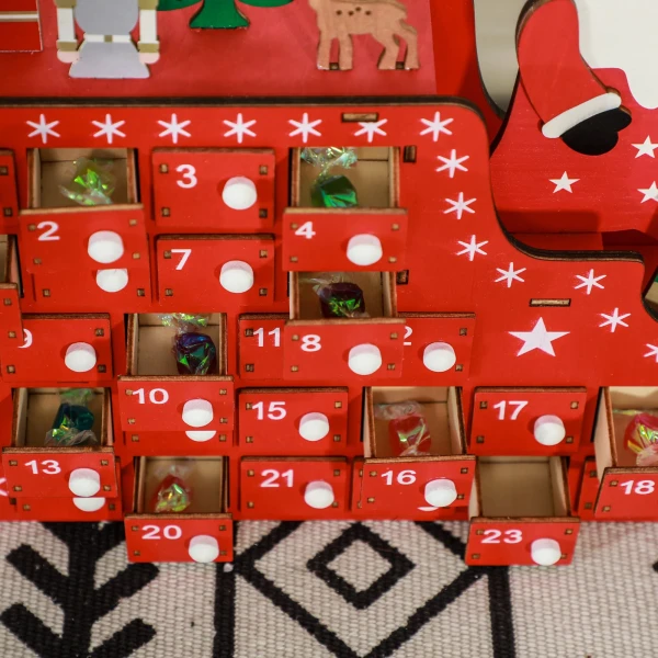 Adventskalender Om Te Vullen 24 Lades Vakken Kerstkalender Adventskalenderbox Kerstdecoratie Diy Mdf Plaat Rood 22,5 X 8 X 36 Cm 10