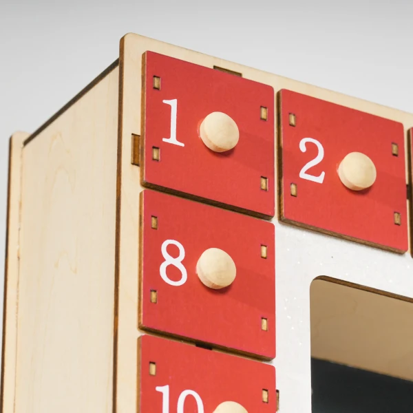 Adventskalender Om Te Vullen 24 Lades Vakken Kerstkalender Met Led Lichten Adventskalenderbox Kerstdecoratie Diy Mdf 34 X 7 X 34 Cm Rood 9