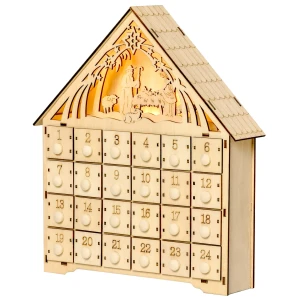 Adventskalender Om Te Vullen 24 Lades Vakken Kerstkalender Met Led Lichten Adventskalenderbox Kerstdecoratie Diy Mdf Plaat Natuurhout 26,6 X 6 X 30 Cm 1