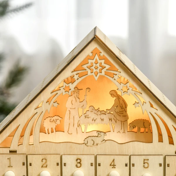 Adventskalender Om Te Vullen 24 Lades Vakken Kerstkalender Met Led Lichten Adventskalenderbox Kerstdecoratie Diy Mdf Plaat Natuurhout 26,6 X 6 X 30 Cm 9