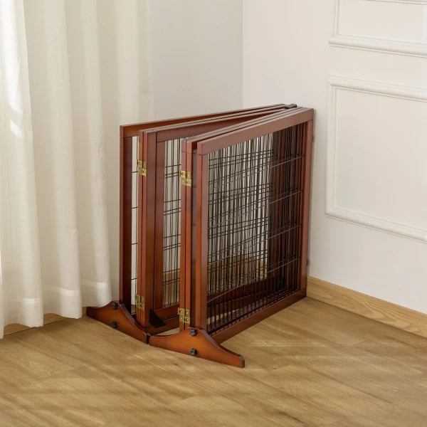 Afscheidingshek Hond 6 Delig, 432 X 70 Cm Opvouwbaar Deurbeschermingshek Met 2 Steunvoeten, Vrijstaand Hondenhek, Traphek Voor Middelgrote Honden, Voor Gang, Trap, Koffie 10