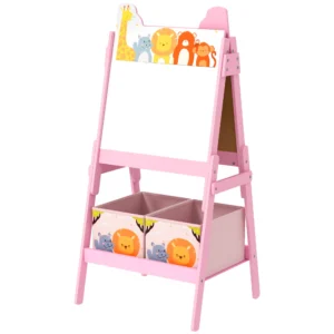 Aiyaplay 2 In 1 Kindertafel, Dubbelzijdige Kinder Schildersezel, Schildersezel Met Krijtbord, Whiteboard, Opbergdozen, Voor Kinderen Van 3 8 Jaar, Roze 1