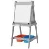 Aiyaplay 3 In 1 Kindertafel, Dubbelzijdige Kinder Ezel Met Krijtbord, Whiteboard, Ezel Met Gum, Tekenpapier, Opbergdozen, Voor Kinderen Van 3 8 Jaar, Grijs 1