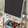 Aiyaplay 3 In 1 Kindertafel, Dubbelzijdige Kinder Ezel Met Krijtbord, Whiteboard, Ezel Met Gum, Tekenpapier, Opbergdozen, Voor Kinderen Van 3 8 Jaar, Grijs 10