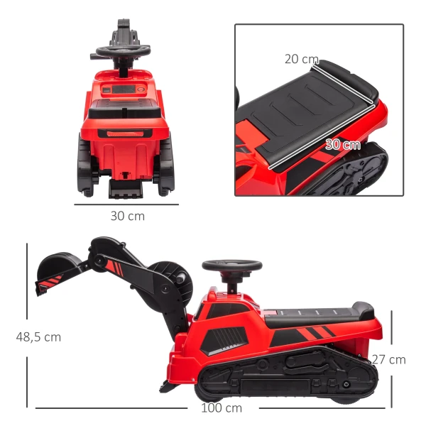 Aiyaplay 3 In 1 Opzitgraafmachine, Draagvermogen 25 Kg, Met Anti Kantelvoorziening, Muziekfunctie, Verwisselbaar, Voor 1,5 4 Jaar, Rood+zwart 4