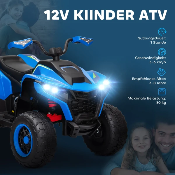 Aiyaplay Elektrische Quad Voor Kinderen 12v Elektrische Kinderquad Met 2 Motor, 3 6km/h Kinder Quad Met Vering, Led Licht, Kinderauto Met Usb, Muziek Voor 3 8 Jaar Kinderen, Blauw 5