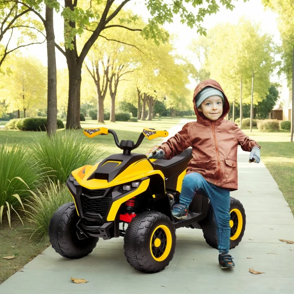Aiyaplay Elektrische Quad Voor Kinderen 12v Elektrische Kinderquad Met 2 Motor, 3 6km/h Kinder Quad Met Vering, Led Licht, Kinderauto Met Usb, Muziek Voor 3 8 Jaar Kinderen, Geel 2
