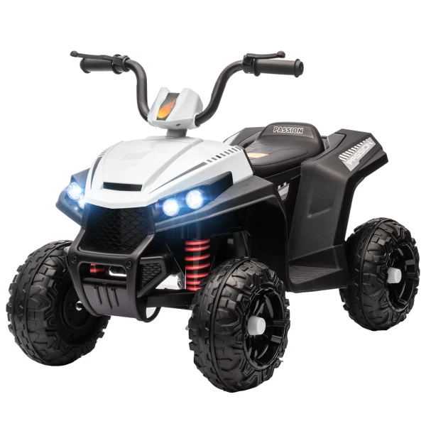 Aiyaplay Elektrische Quad Voor Kinderen 12v Kinderquad Met 4 Wiel Ophanging, Mp3 Muziekspeler, Kindervoertuig Met Koplampen, Vooruit En Achteruitversnelling, Voor 3 5 Jaar Oude Kinderen, 5 Km/u, Metaal, Wit 1