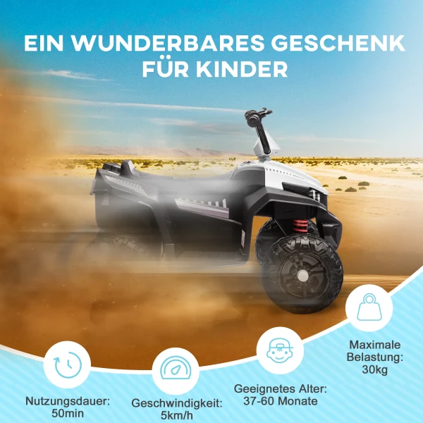 Aiyaplay Elektrische Quad Voor Kinderen 12v Kinderquad Met 4 Wiel Ophanging, Mp3 Muziekspeler, Kindervoertuig Met Koplampen, Vooruit En Achteruitversnelling, Voor 3 5 Jaar Oude Kinderen, 5 Km/u, Metaal, Wit 9