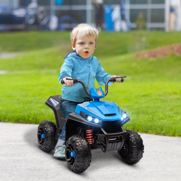 Aiyaplay Elektrische Quad Voor Kinderen 12v Kinderquad Met 4 Wielophanging, Mp3 Muziekspeler, Kinderrijtuig Met Koplampen, Vooruit En Achteruitversnelling, Voor 3 5 Jaar Kinderen, 5 Km/u, Metaal, Blauw 2