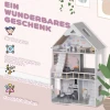 Aiyaplay Houten Poppenhuis, 3 Verdiepingen Dollhouse Met 13 Meubelstukken En Accessoires, 85,3 Cm Hoog Speelhuis Voor Kinderen Van 3 6 Jaar, Grijs 7