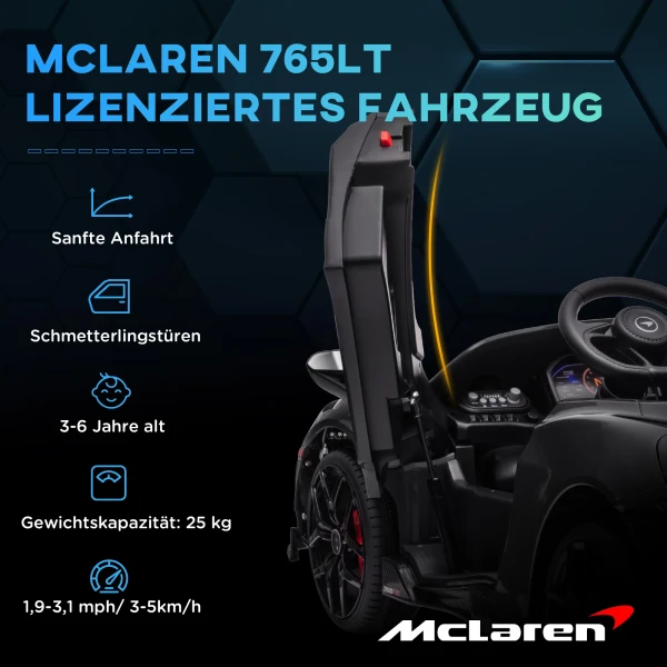 Aiyaplay Kinder Elektrische Auto 12 V Kinderwagen Met 2,4g Afstandsbediening, Mp3 Muziek, Elektrisch Voertuig Met Claxon, Verlichting, Vleugeldeuren, Zachte Start, 3 5 Km/u, Voor 3 6 Jaar Kinderen, Zwart 5