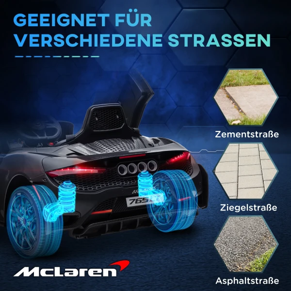 Aiyaplay Kinder Elektrische Auto 12 V Kinderwagen Met 2,4g Afstandsbediening, Mp3 Muziek, Elektrisch Voertuig Met Claxon, Verlichting, Vleugeldeuren, Zachte Start, 3 5 Km/u, Voor 3 6 Jaar Kinderen, Zwart 8