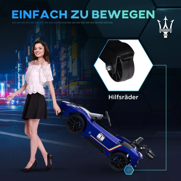 Aiyaplay Kinder Elektrische Auto 12 V Kinderwagen Met 2,4g Afstandsbediening, Muziek, Claxon, Schokdemping, Elektrisch Voertuig Met Lichtjes, Steunwielen, Zachte Start, 3 5 Km/u, Voor Kinderen 3 5 Jaar, Blauw 6