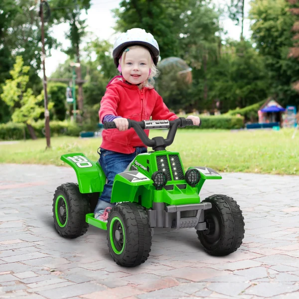 Aiyaplay Kinder Elektrische Quad Elektrische Kinderquad Met Vooruit En Achteruitfunctie, Led En Hoorn Elektrische Auto Voor Kinderen Van 1,5 3 Jaar 3 Km/u Metaal Groen 2