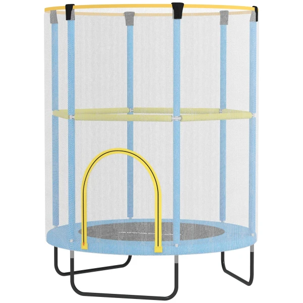 Aiyaplay Kinder Trampoline Ø140 Cm, Indoor Trampoline Met Veiligheidsnet, Rubberen Touw, Randafdekking, Kindertrampoline Met Deur Met Rits Voor 3 6 Jaar Kinderen Donkerblauw 1