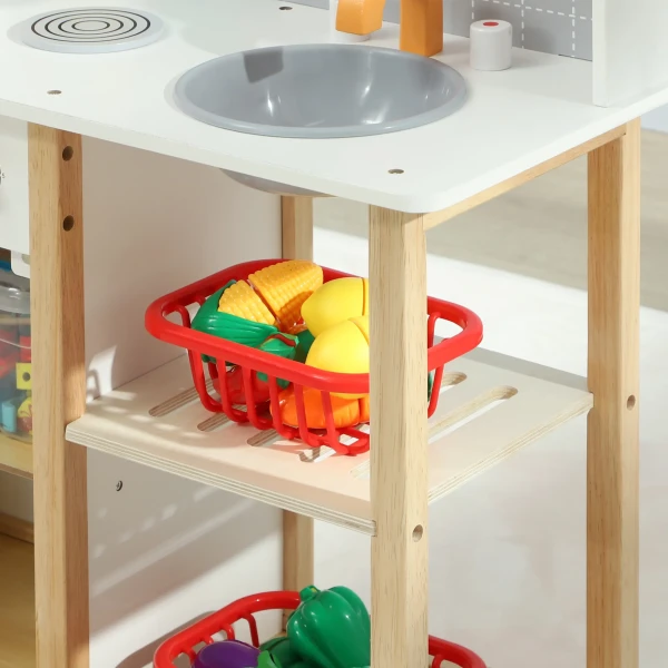 Aiyaplay Kinderkeuken Speelkeuken Met Kookplaat, Oven, Spoelbak, Klok & Planken, Poppenkeuken Met Kraan, Kookgerei Set, Accessoires Voor 3 6 Jaar Kinderen, Grijs 10