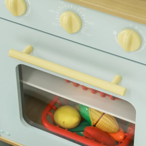 Aiyaplay Kinderkeuken Speelkeuken Met Magnetron, Fornuis, Oven En Keukenaccessoires, Poppenkeuken Met Opbergruimte Voor Kinderen Van 3+ Jaar, Blauw 9