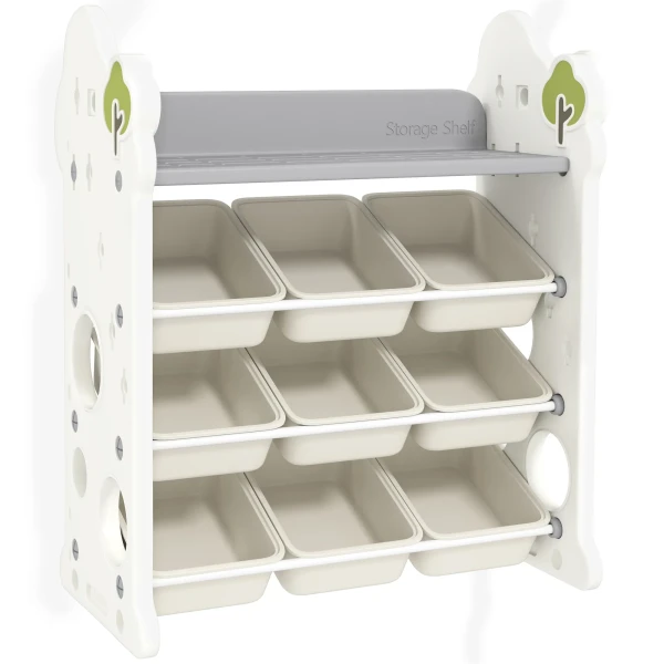 Aiyaplay Kinderrek 4 Laags Speelgoedrek Met 9 Verwijderbare Dozen, Opslag, Haken, Kinderkamerrek Voor Kleuterschool, Speelkamer, 77 X 42 X 94 Cm, Crèmewit 1