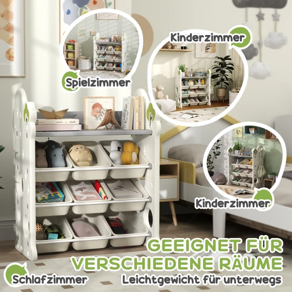 Aiyaplay Kinderrek 4 Laags Speelgoedrek Met 9 Verwijderbare Dozen, Opslag, Haken, Kinderkamerrek Voor Kleuterschool, Speelkamer, 77 X 42 X 94 Cm, Crèmewit 8