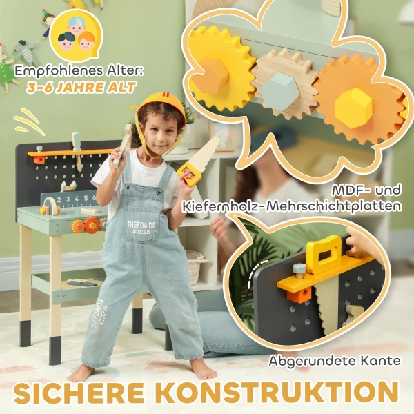 Aiyaplay Kinderwerkbank Met Gereedschap En Accessoires, Werkbank Met Schroevendraaier En Sleutel, Tang, Speelgoed Voor Kinderen Van 3 6 Jaar, 58 X 31 X 77,5 Cm Lichtblauw 7