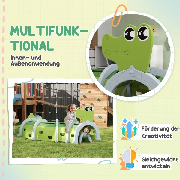 Aiyaplay Kruiptunnel Voor Kinderen, Speeltunnel 194 Cm, In Cartoon Krokodil, Tunnel Kinderen, Voor Kinderen 3 6 Jaar, Kunststof, Indoor Outdoor, Groen 5