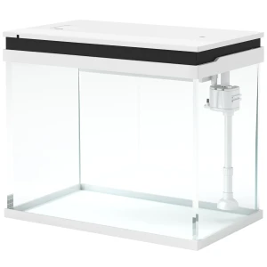 Aquarium, 41 Liter Glazen Aquarium Met Filtersysteem, Led Verlichting, Waterpomp, Compact Aquarium Voor Verschillende Vissoorten, Wit 1