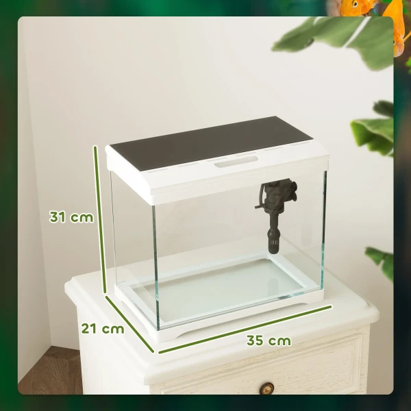 Aquarium Met Led Verlichting, Filtersysteem, 17l Vissentank, Tropisch Vissen Aquarium Met Waterpomp Wit 4