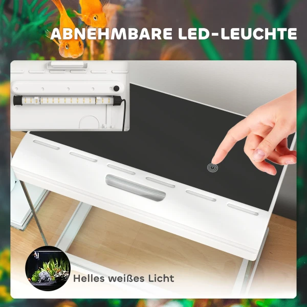 Aquarium Met Led Verlichting, Filtersysteem, 17l Vissentank, Tropisch Vissen Aquarium Met Waterpomp Wit 7