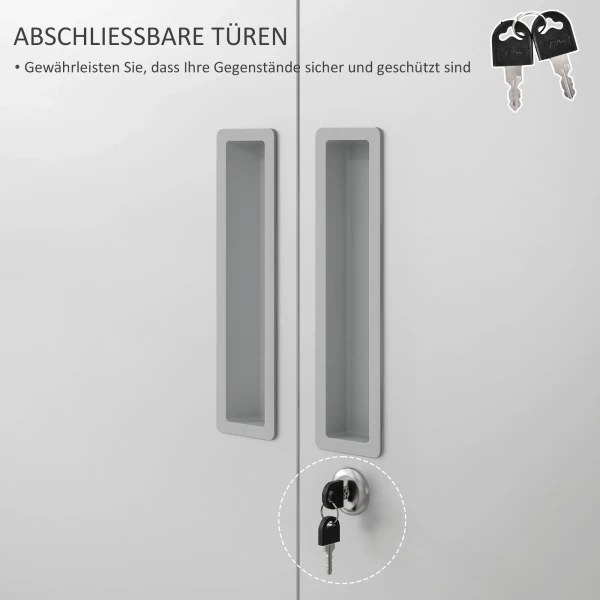 Archiefkast, Kantoorkast Met 2 Deuren, 5 Niveaus Multifunctionele Kast Met Verstelbare Plank, Opbergkast Van Staal, Voor Studeerkamer, Woonkamer, Wit 6