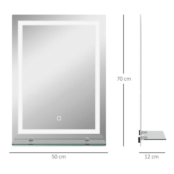 Badkamerspiegel Met Verlichting, Wandspiegel Met 3 Lichtkleuren, Ip44 Lichtspiegel Met Touch Schakelaar, Geheugenfunctie, Badkamerspiegel Gemaakt Van Aluminium, 50 X 70 Cm 4