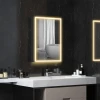 Badkamerspiegelkast, Badkamerkast Met Led Verlichting, Anti Condens, Hangende Kast Met 3 Lichtkleuren, Geheugenfunctie Voor Badkamer, Zwart, 50 X 12,8 X 70 Cm 2