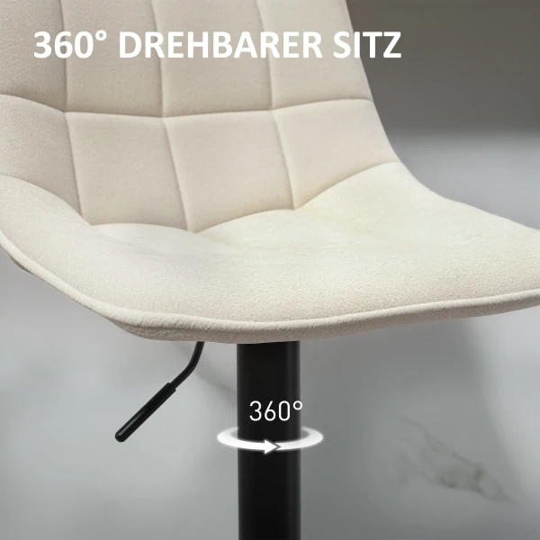 Barkrukken 2 Delig Set, Gestoffeerde Barkruk Met Rugleuning, Stalen Frame, Chenille Look, In Hoogte Verstelbare Keukenstoelen Met Voetensteun 360° Draaibare Toonbankkrukken Voor Keuken, Woonkamer Beige 7