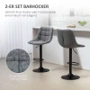 Barkrukken 2 Delige Set, Gestoffeerde Barkruk Met Rugleuning, Stalen Frame, Chenille Look, In Hoogte Verstelbare Keukenstoelen Met Voetensteun 360° Draaibare Toonbankkrukken Voor Keuken, Woonkamer Donkergrijs 5