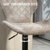 Barkrukken Set Van 2, Gestoffeerde Barkruk Met Rugleuning, Chenille Look, Stalen Frame, In Hoogte Verstelbare Keukenstoelen Met Voetensteun 360° Draaibare Toonbankkrukken Voor Keuken, Woonkamer Bruin 7