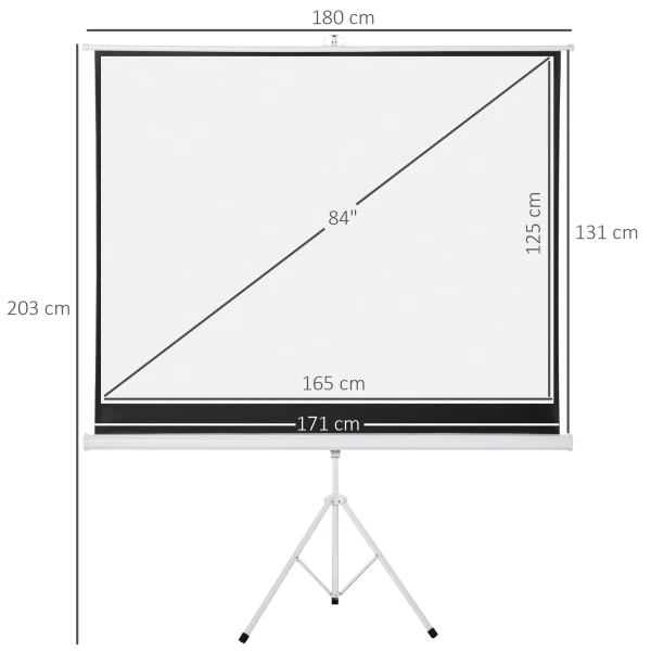 Beamer Scherm Met Statief, 4:3 Projectieoppervlak, 84 Inch Opvouwbare Presentatiewand 171 X 131 Cm, In Hoogte Verstelbaar Scherm Voor Thuis, School, Vergaderingen 4