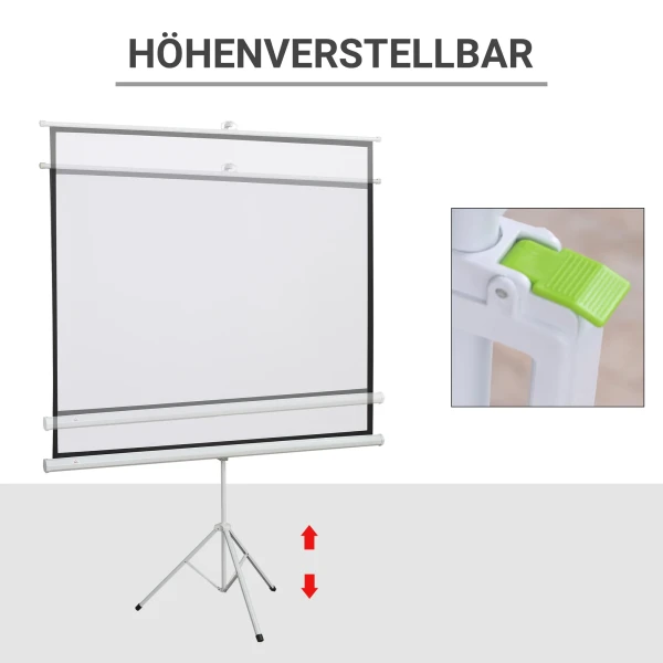 Beamer Scherm Met Statief, 4:3 Projectieoppervlak, 84 Inch Opvouwbare Presentatiewand 171 X 131 Cm, In Hoogte Verstelbaar Scherm Voor Thuis, School, Vergaderingen 6