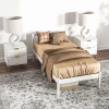 Bedframe Houten Bed 208 X 96 Cm Met Lattenbodem & Hoofdeinde, Elegant Eenpersoonsbedframe Voor Slaapkamer In Wit 10