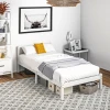 Bedframe Houten Bed 208 X 96 Cm Met Lattenbodem & Hoofdeinde, Elegant Eenpersoonsbedframe Voor Slaapkamer In Wit 2