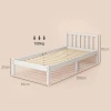 Bedframe Houten Bed 208 X 96 Cm Met Lattenbodem & Hoofdeinde, Elegant Eenpersoonsbedframe Voor Slaapkamer In Wit 4