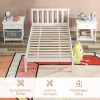 Bedframe Houten Bed 208 X 96 Cm Met Lattenbodem & Hoofdeinde, Elegant Eenpersoonsbedframe Voor Slaapkamer In Wit 6