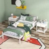 Bedframe Houten Bed 208 X 96 Cm Met Lattenbodem & Hoofdeinde, Elegant Eenpersoonsbedframe Voor Slaapkamer In Wit 9