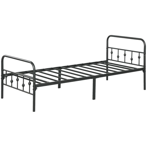 Bedframe Voor Matras 200 X 90 Cm, Opvouwbaar Bedframe, 82,5 Cm Hoog Metalen Bed, Metalen Frame Bed Van Metaal, Voor Slaapkamer Gastenkamer, Zwart 1