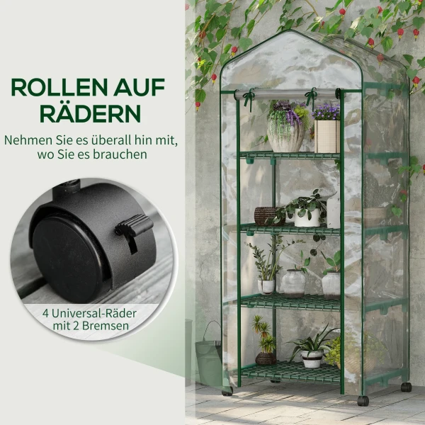 Broeikas Met Rol, Broeikas Met 4 Planken, Folie Broeikas Met Stalen Frame, Voor Tuin, Balkon 69 X 50 X 165 Cm, Groen 6