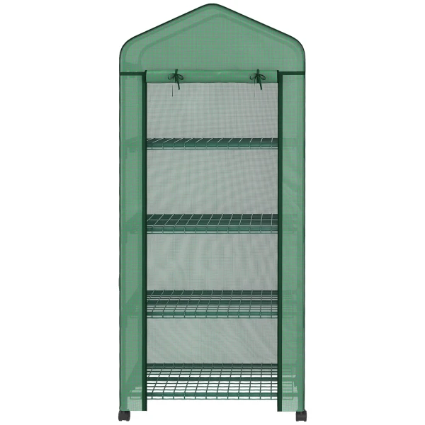 Broeikas Met Rol, Broeikas Met 4 Planken, Folie Broeikas Met Stalen Frame, Voor Tuin, Balkon 69 X 50 X 165 Cm, Groen 9