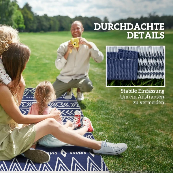 Buiten Tapijt Robuust Weerbestendig Buitentapijt, Tapijt Met Boho Stijl, Buitentapijt Voor Woonkamer Balkon Tuin Terras Badkamer Hal Keuken, 182 X 274 Cm Blauw+wit 9