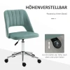 Bureaustoel, In Hoogte Verstelbare Thuiskantoor Stoel Zonder Armleuningen, Draaibare Bureaustoel Met Fluwelen Look, Ergonomische Make Up Stoel Voor Slaapkamer, Studeerkamer, Groen 5