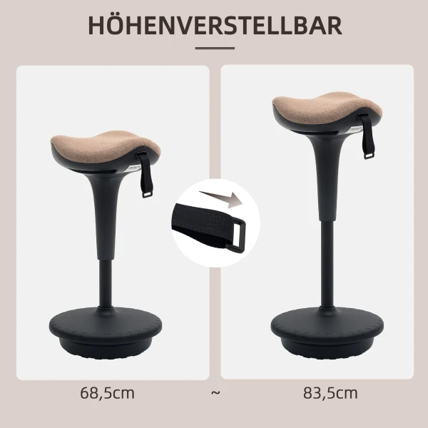 Bureaustoel Met Draaifunctie, Ergonomische Werkstoel, In Hoogte Verstelbaar 68,5 83,5 Cm Zitstoel, 360° Draaibare Stastoel, Voor Kantoor En Studeerkamer, Bruin 6